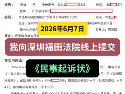 2026年6月7日，我向深圳福田法院线上提交《民事起诉状》