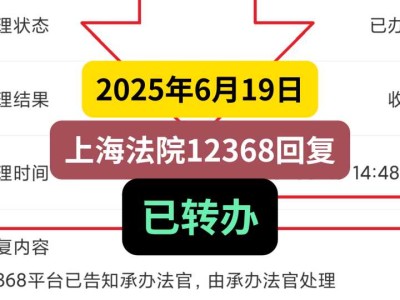 2025年6月19日,上海法院12368回复:已转办