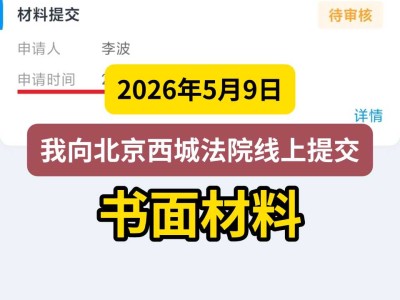 2026年5月9日，我向北京西城法院线上提交书面材料