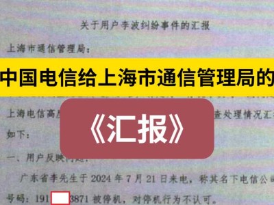中国电信给上海市通信管理局的《汇报》